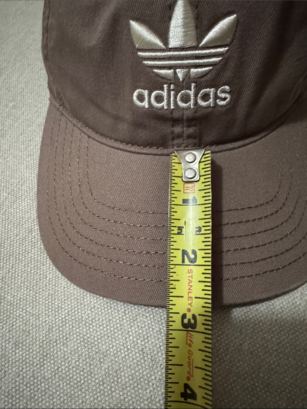 Like New Adidas Baseball Style Cap-Brown-White Stitched Logo-Adjustable-Cotton - Picture 4 of 14